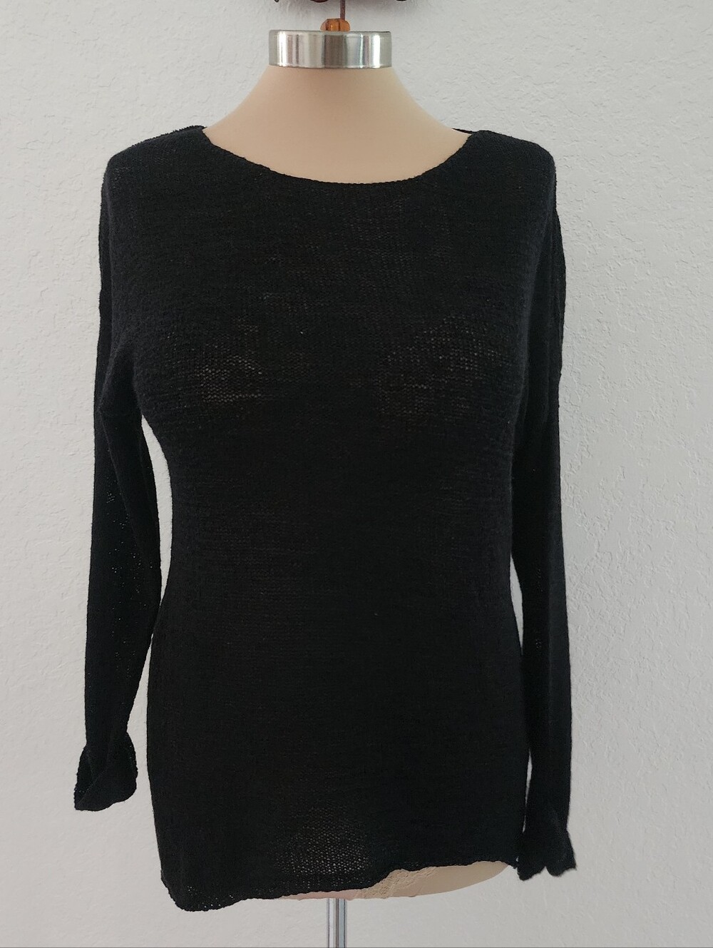 DIVIDED | Black Lightweight Long Sleeve Knit Top
